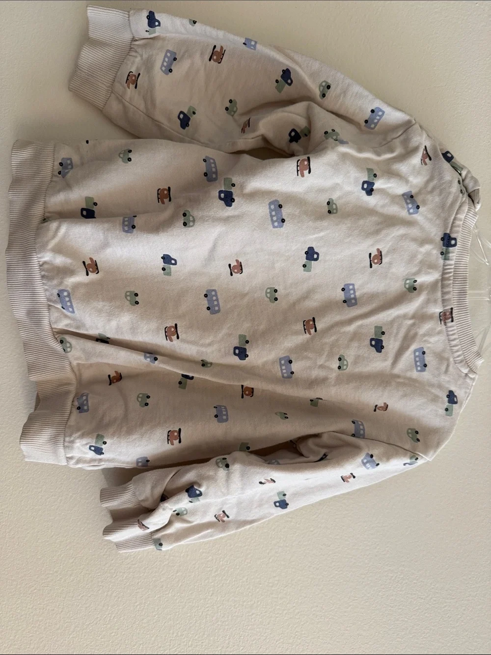 H&M Cream Sweatshirt with Tiny Vehicle Print